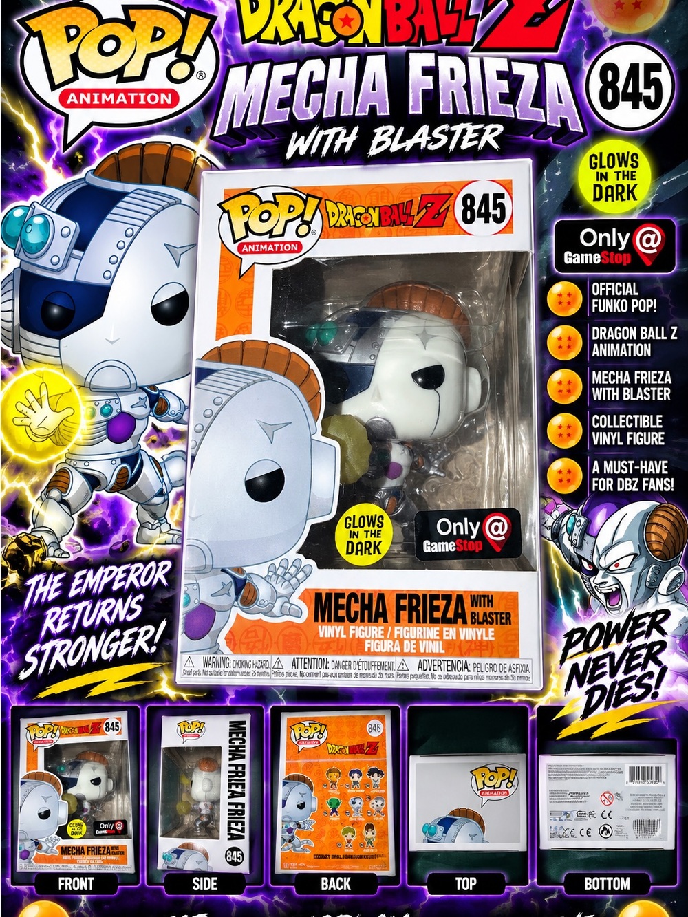 Funko Pop Dragon Ball Z Mecha Frieza #845 GITD GameStop Exclusive w/ Blaster